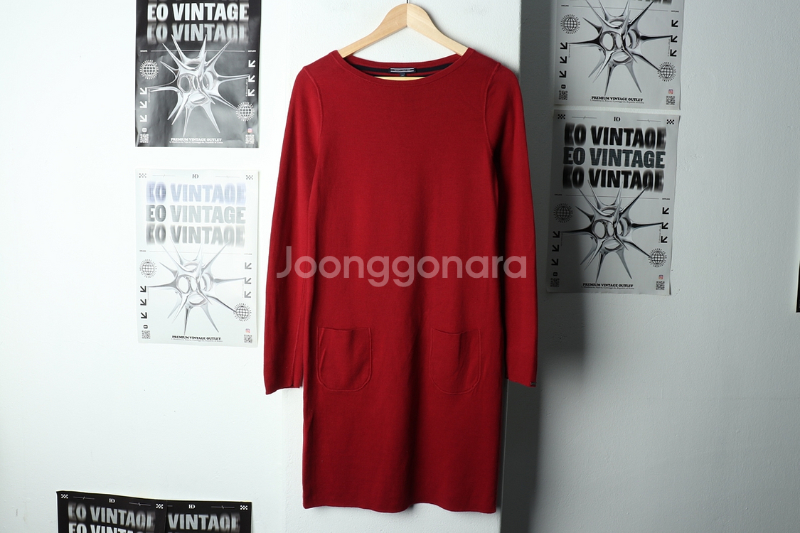 W(XS-S) 타미힐피거 니트 원피스 리버시블 버건디--1