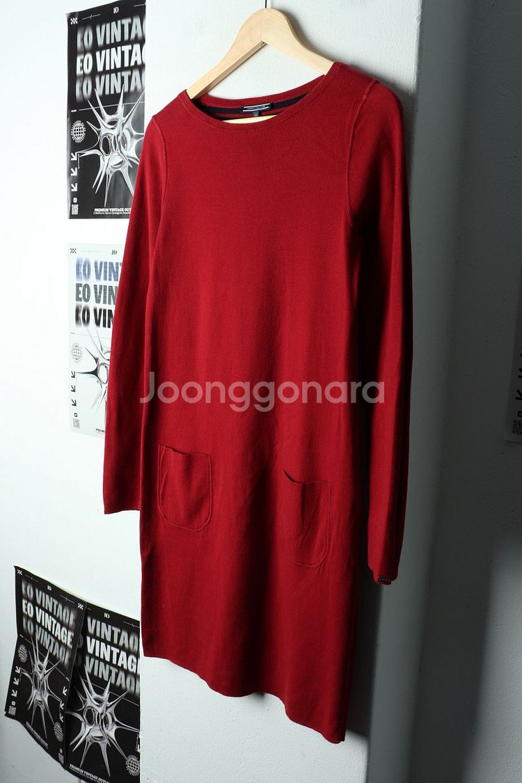 W(XS-S) 타미힐피거 니트 원피스 리버시블 버건디--0