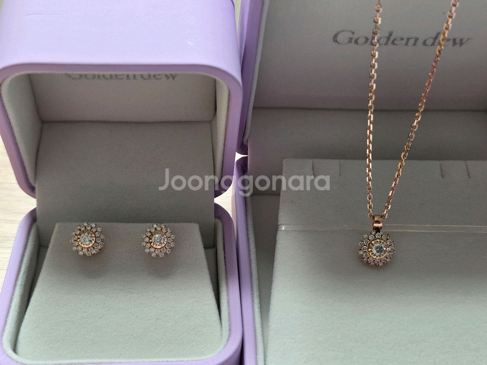 골든듀 18k 글리터링 세트(팬던트+귀걸이)--1