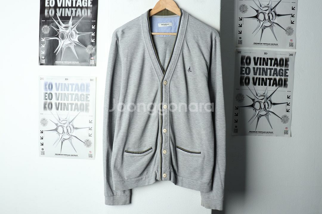 (2XL) 빈폴 니트 가디건 빅사이즈 그레이 면--1