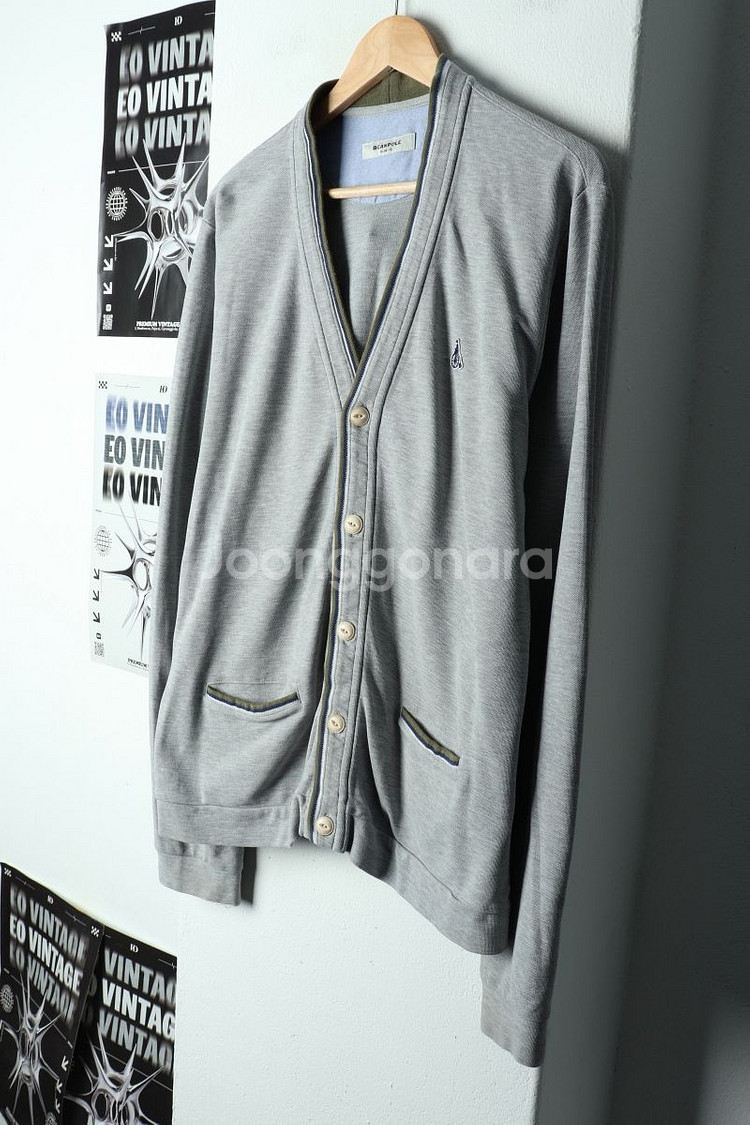 (2XL) 빈폴 니트 가디건 빅사이즈 그레이 면--0