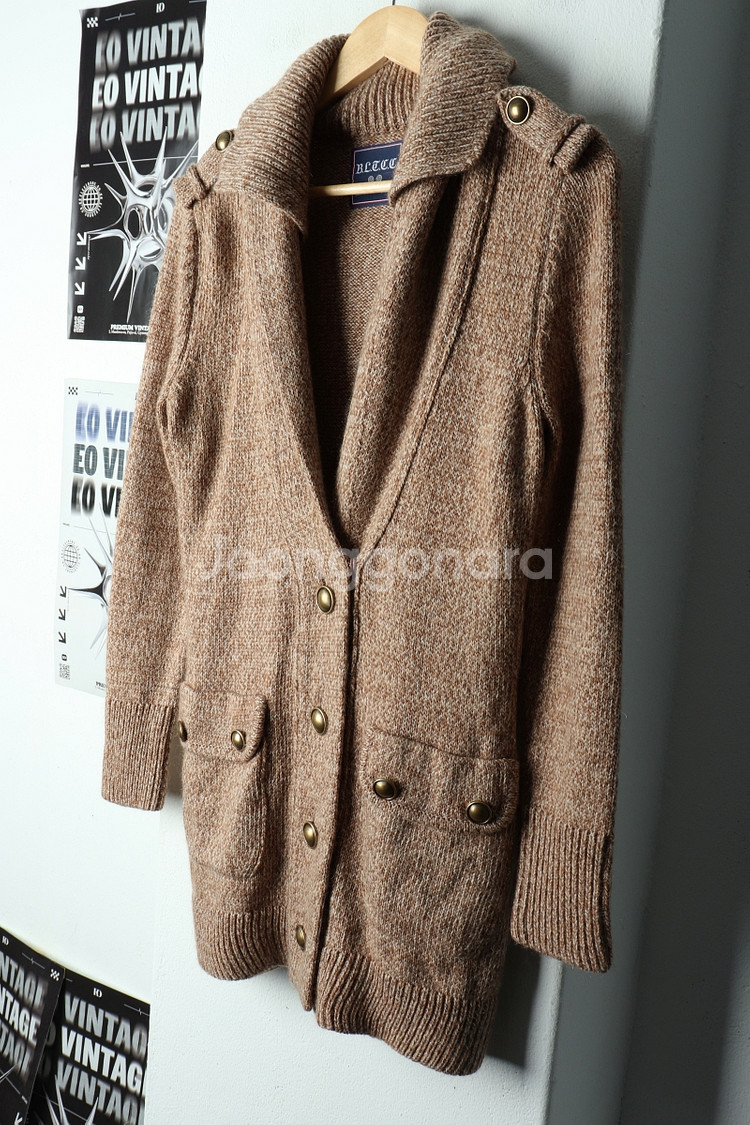 W(M) 빈폴 니트 가디건 브라운 울 롱--0