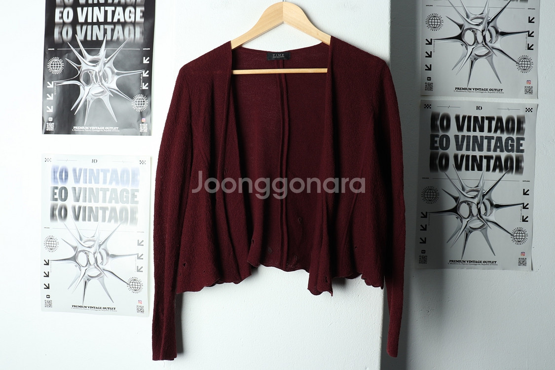 W(M-F) 타임 니트 가디건 한섬 버건디 그런지--1