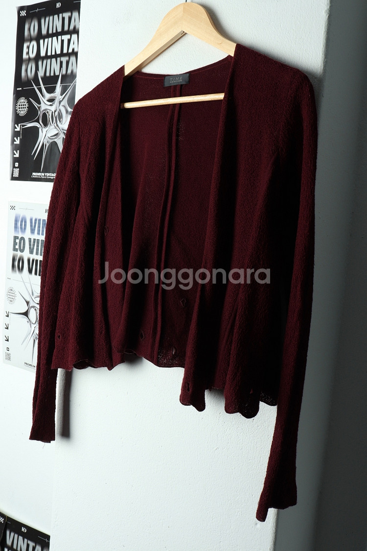 W(M-F) 타임 니트 가디건 한섬 버건디 그런지--0
