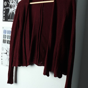 W(M-F) 타임 니트 가디건 한섬 버건디 그런지