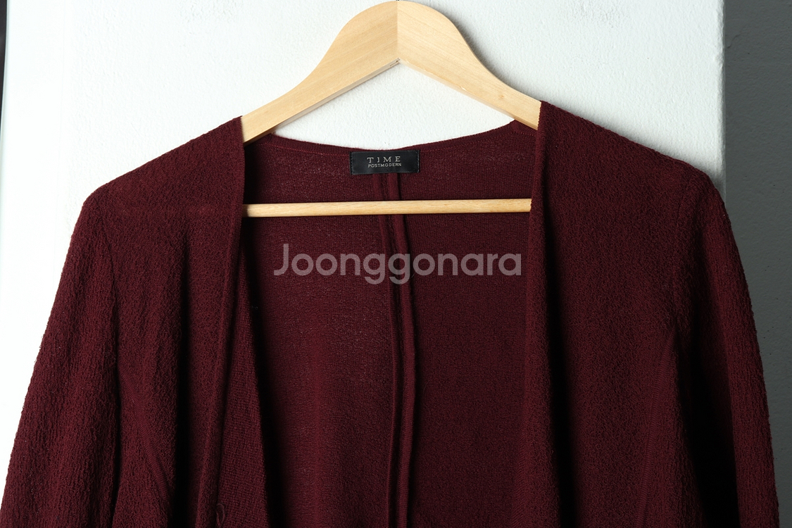 W(M-F) 타임 니트 가디건 한섬 버건디 그런지--2