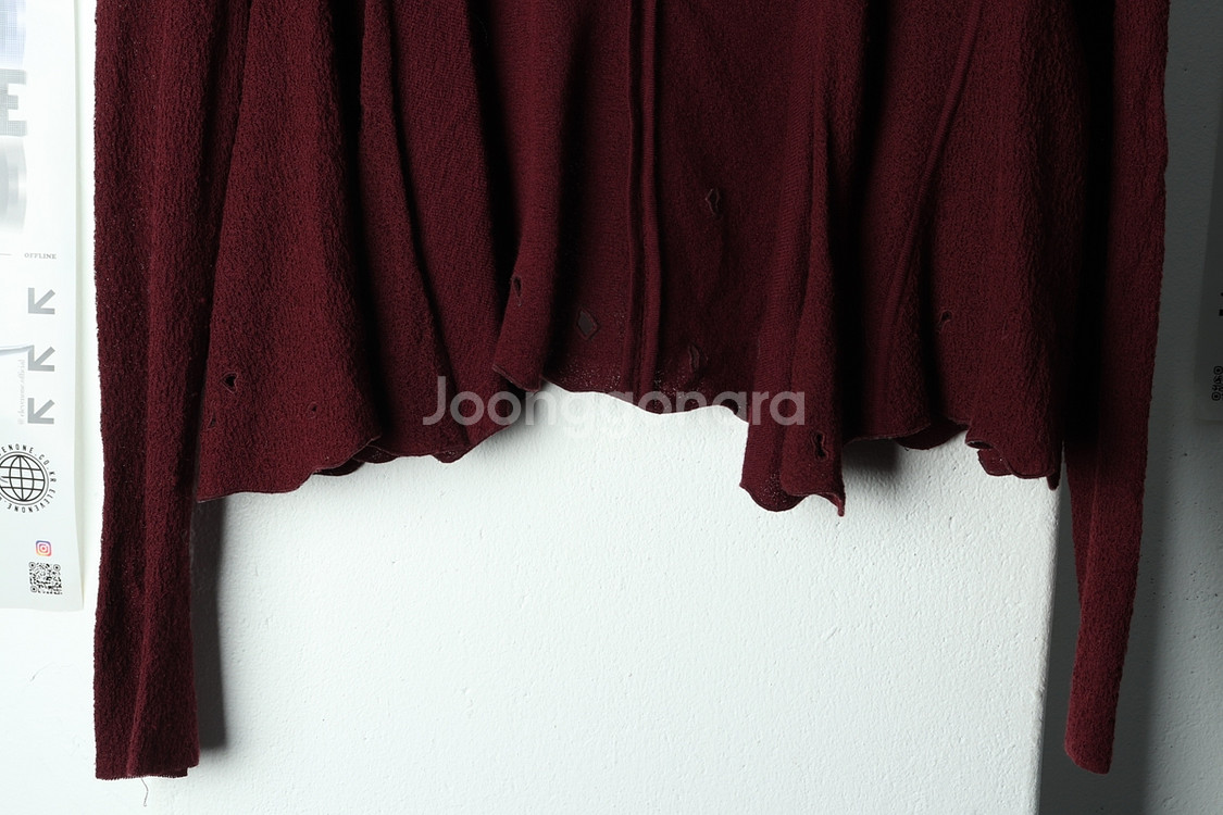 W(M-F) 타임 니트 가디건 한섬 버건디 그런지--3