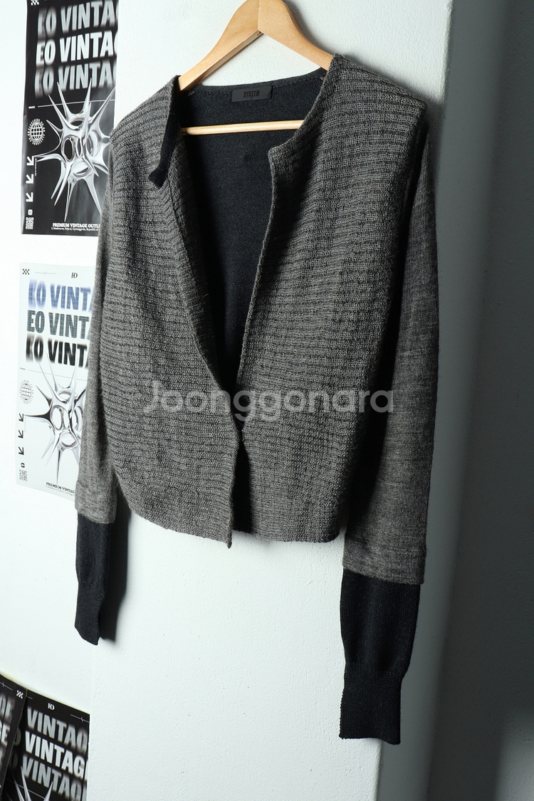W(M-F) 시스템 니트 가디건 한섬 그레이 라이더--0