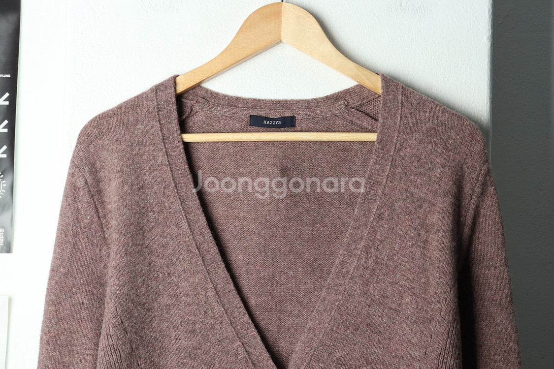 W(L) 헤지스 니트 가디건 핑크 울 롱--2