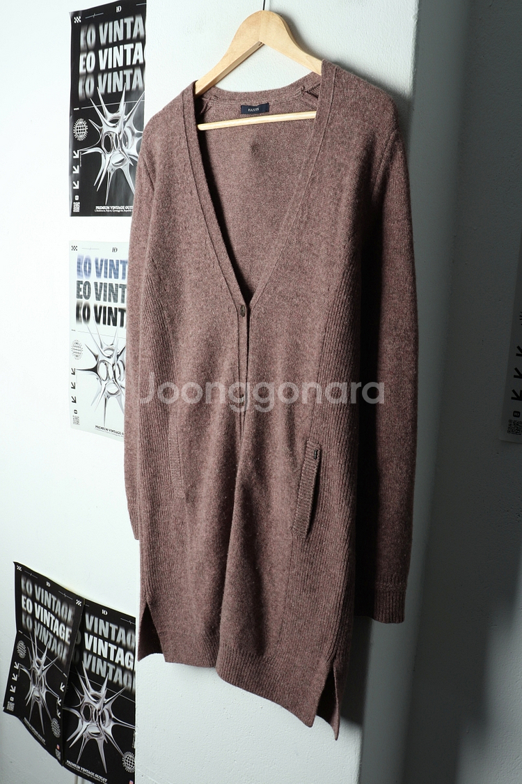 W(L) 헤지스 니트 가디건 핑크 울 롱--0