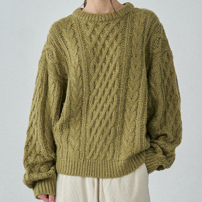 커스텀어클락 라운드 피셔맨 세미 크롭 니트 급처