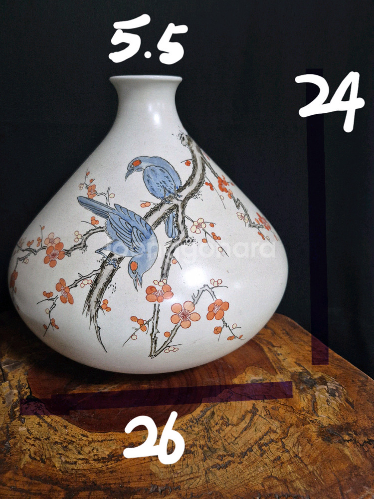 매조도 매화 도자기 화병 꽃병 주병--1
