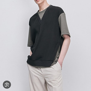 한섬 시스템옴므 2022 레이어드 반팔 티셔츠 100사이즈