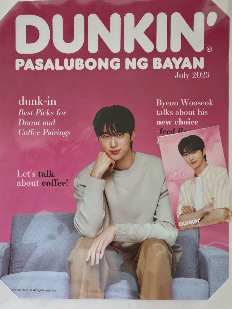 변우석 던킨팬미팅 포스터, 포카, 도넛방석, 티셔츠, 에코가방 이미지