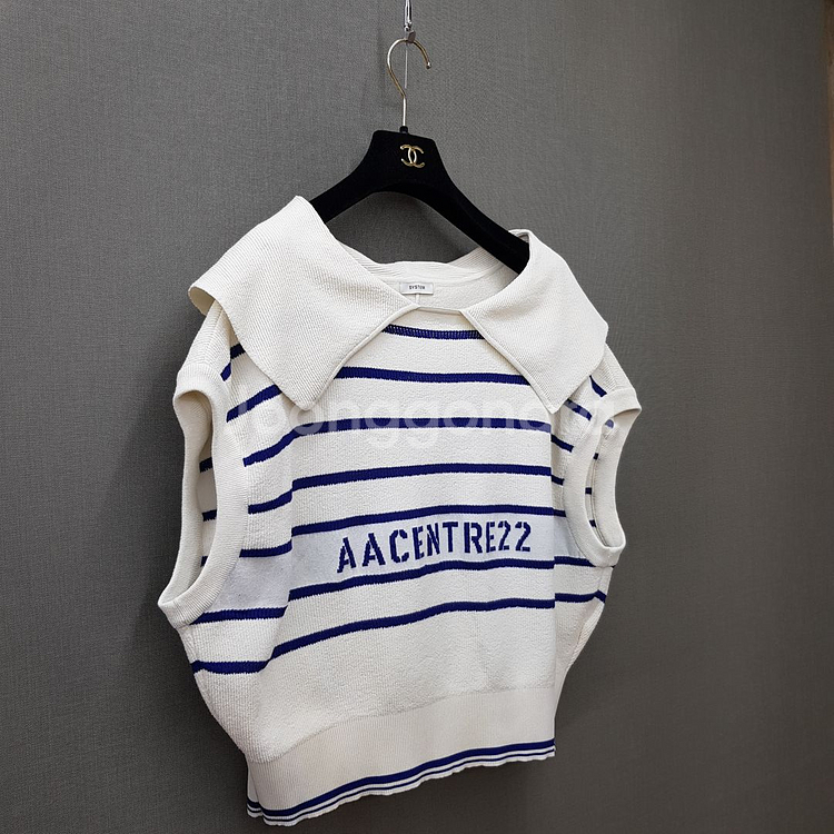 한섬 시스템 2022 AACENTRE22 카라 니트 베스트 F사이즈--3