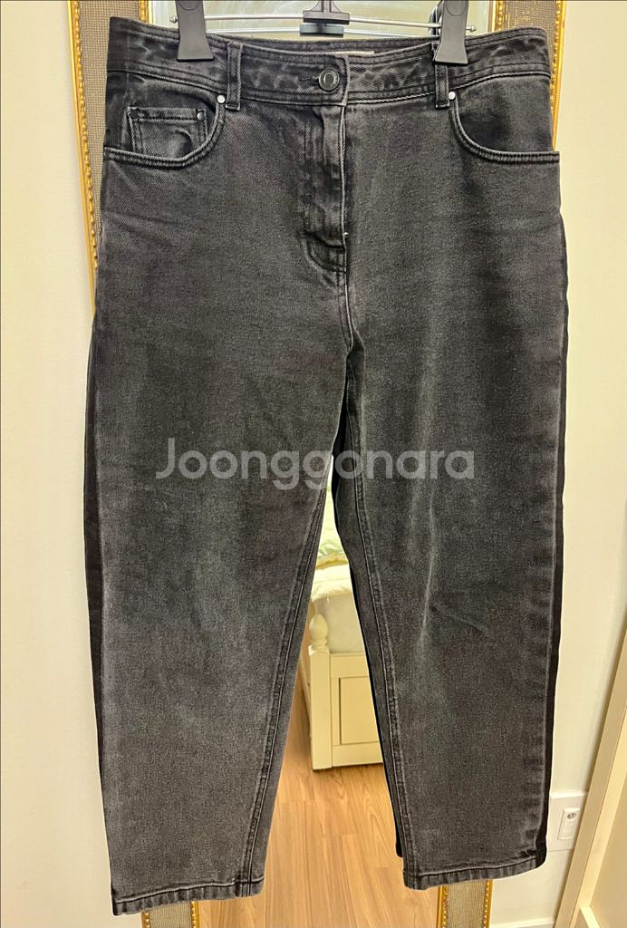 한섬 더 스토어 테이퍼드 블랙 진--0