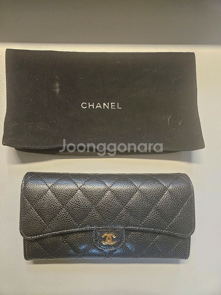 샤넬 캐비어 레더 장지갑--0
