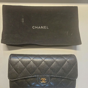 샤넬 캐비어 레더 장지갑