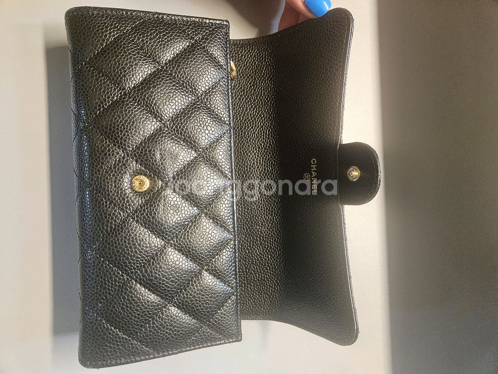 샤넬 캐비어 레더 장지갑--6