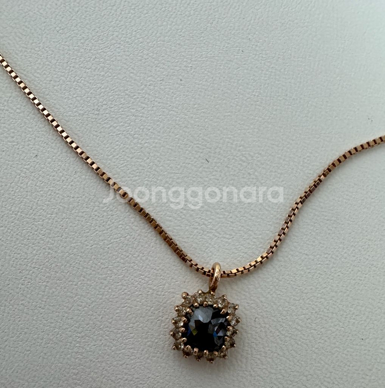 14K 블랙다이아 목걸이 다이아 목걸이 로즈골즈 금--0