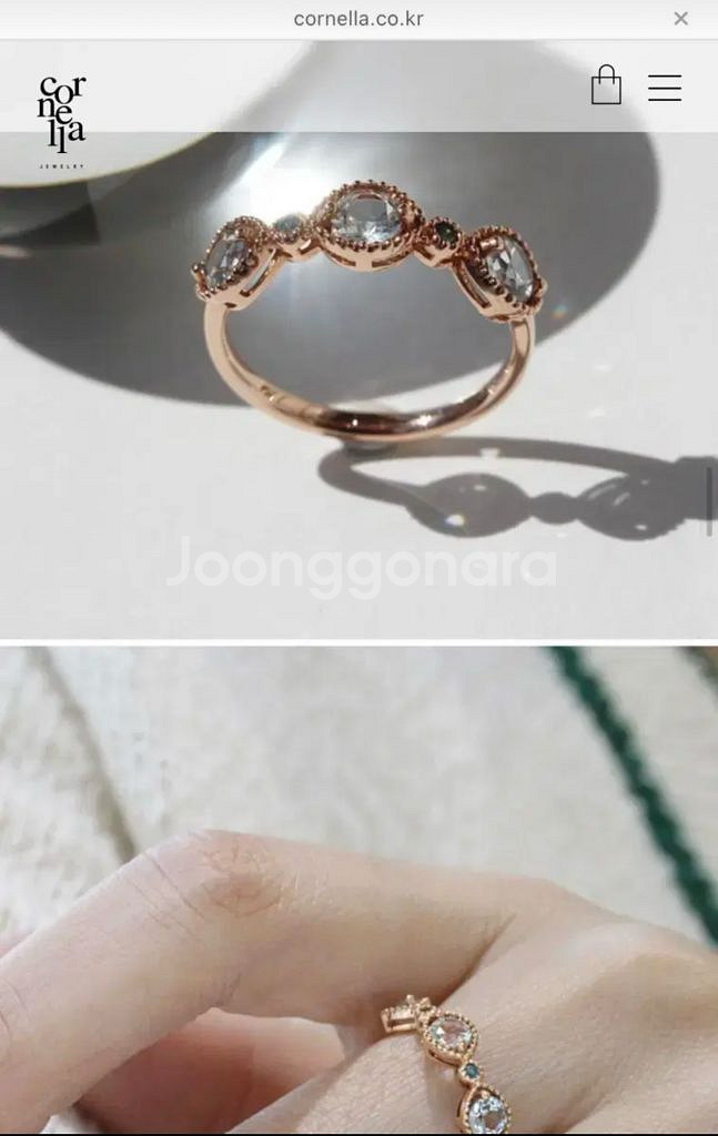 14K반지 아쿠아마린 청다이아몬드 로즈골드 금반지--1