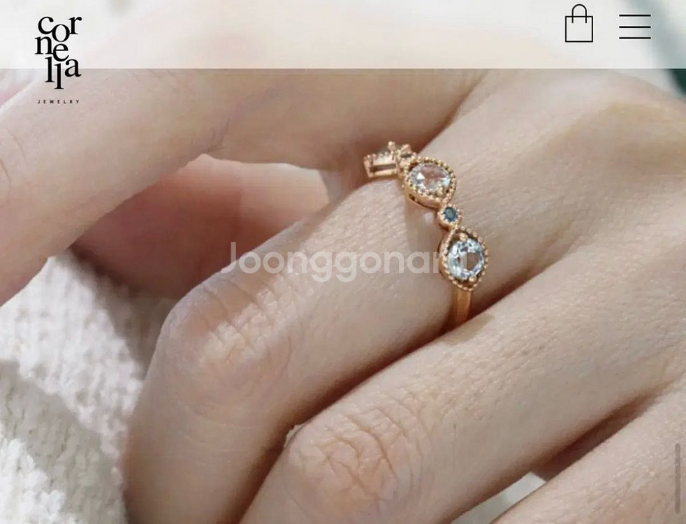 14K반지 아쿠아마린 청다이아몬드 로즈골드 금반지--3