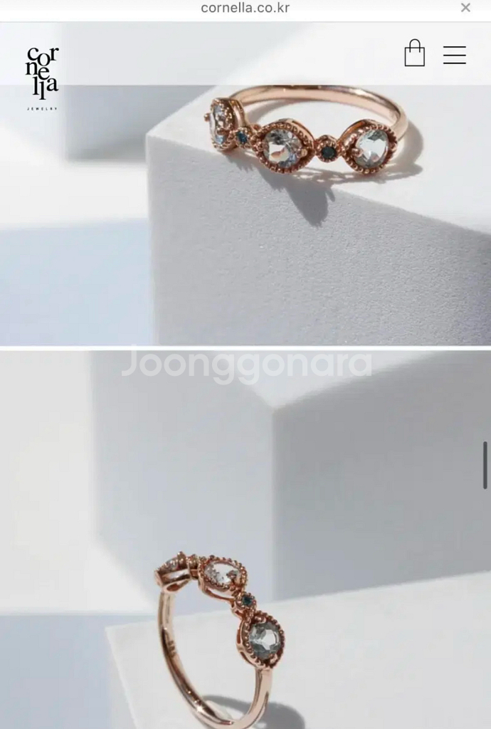 14K반지 아쿠아마린 청다이아몬드 로즈골드 금반지--4