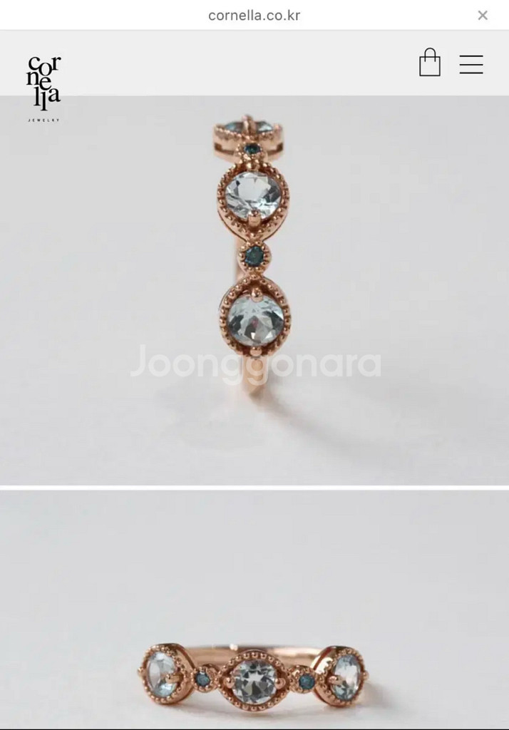 14K반지 아쿠아마린 청다이아몬드 로즈골드 금반지--2