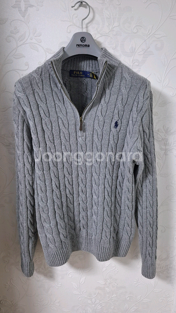 폴로 랄프로렌 케이블 반집업 스웨터 100 꽈배기 니트--0
