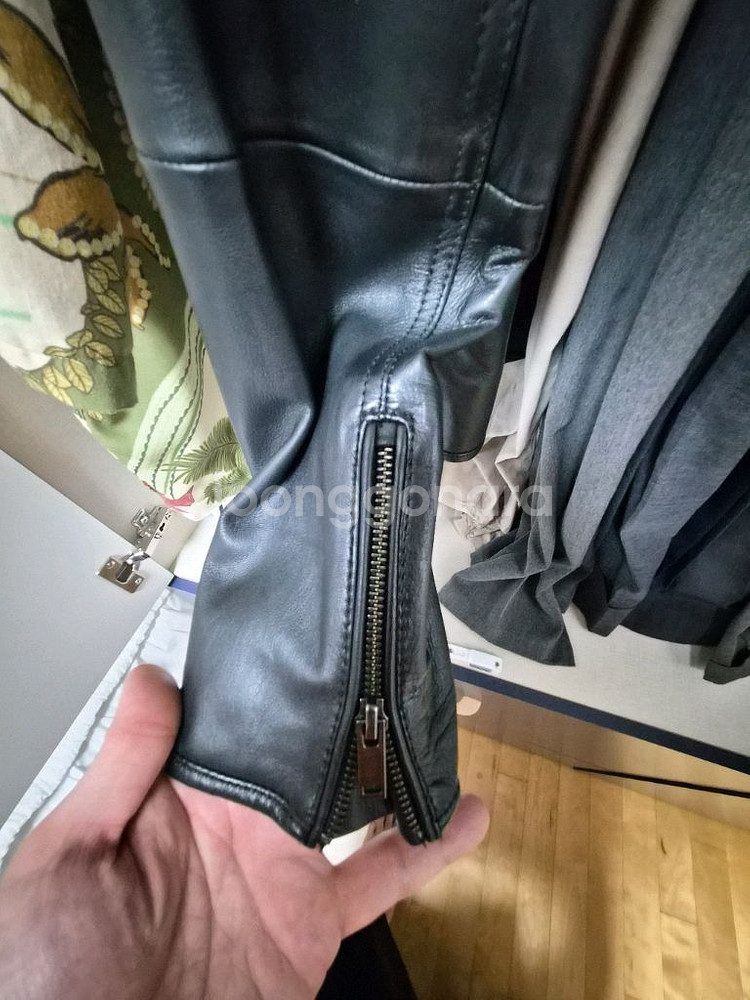 이지오 옴므 EZIO HOMME 블랙남성 천연 양가죽자켓 라이더자켓--5