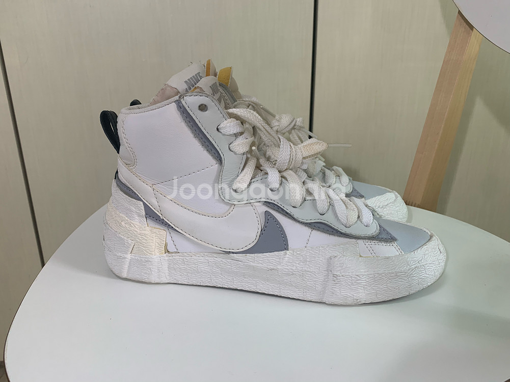 나이키 사카이 블레이저 미드 화이트 그레이(6Y, 240)--7