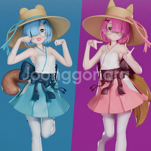 리제로 렘 너구리 피규어--1