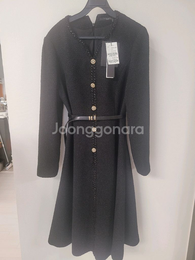 택달린 새상품 MINIMUM REFLEX 트위드 벨티드 원피스 (BLACK, 88-94-165)--0