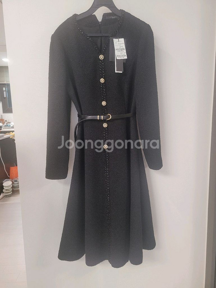 택달린 새상품 MINIMUM REFLEX 트위드 벨티드 원피스 (BLACK, 88-94-165)--4