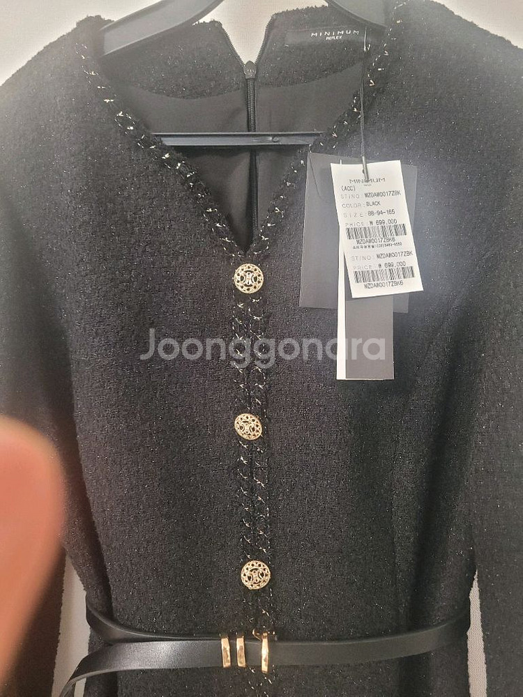 택달린 새상품 MINIMUM REFLEX 트위드 벨티드 원피스 (BLACK, 88-94-165)--3