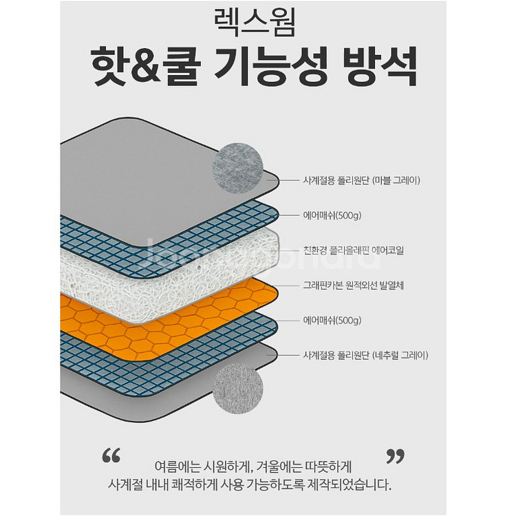 렉스웜 핫앤쿨 기능성 사계절 쿨링 온열 방석--3