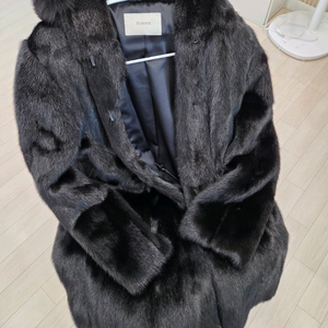 ROANNE 블랙 통밍크 천연 가죽 리얼 퍼코트 하프 자켓 후드 털옷 55-66