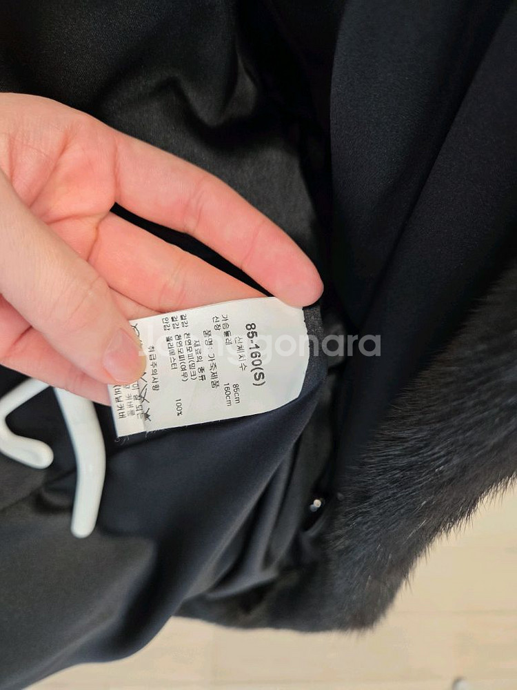 ROANNE 블랙 통밍크 천연 가죽 리얼 퍼코트 하프 자켓 후드 털옷 55-66--3