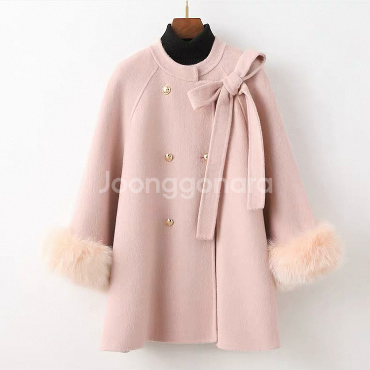 핑크 100%울소재 리얼폭스퍼 탈부착가능 55-77 프리사이즈새상품--0