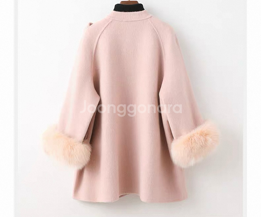 핑크 100%울소재 리얼폭스퍼 탈부착가능 55-77 프리사이즈새상품--1