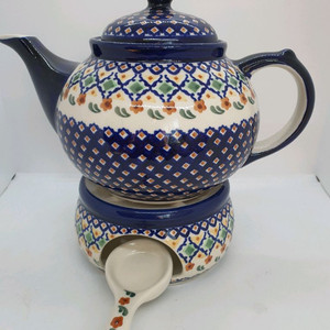 폴란드 핸드메이드 티팟과 워머 (미사용보관용)