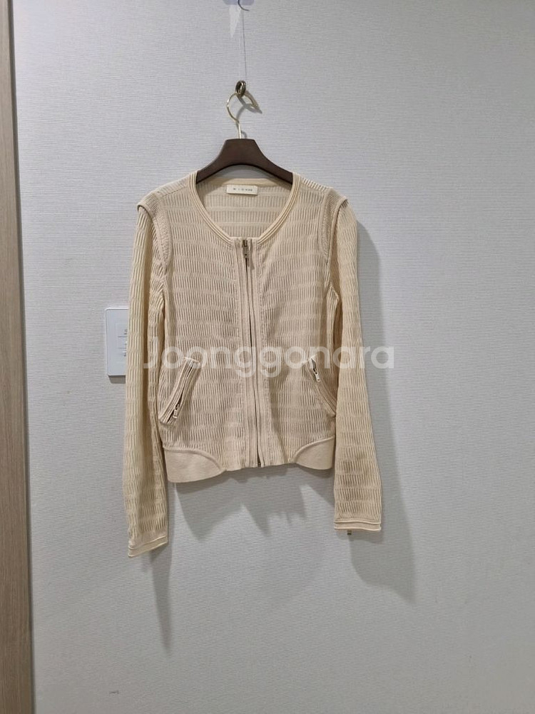 미샤 아이보리 니트 집업 자켓--0