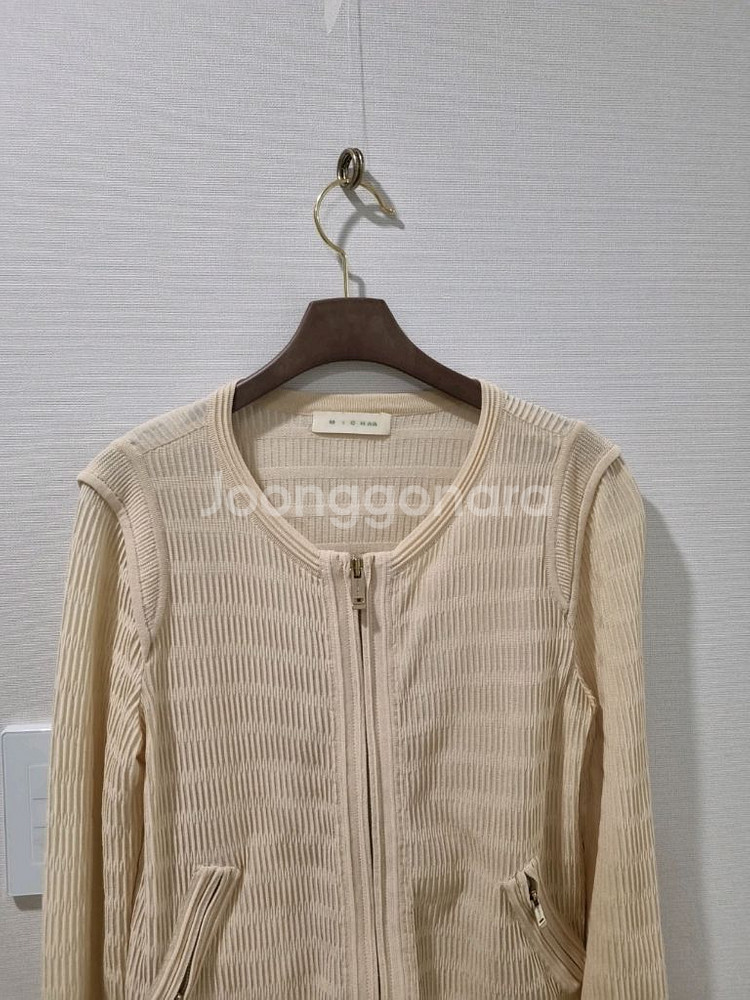 미샤 아이보리 니트 집업 자켓--1