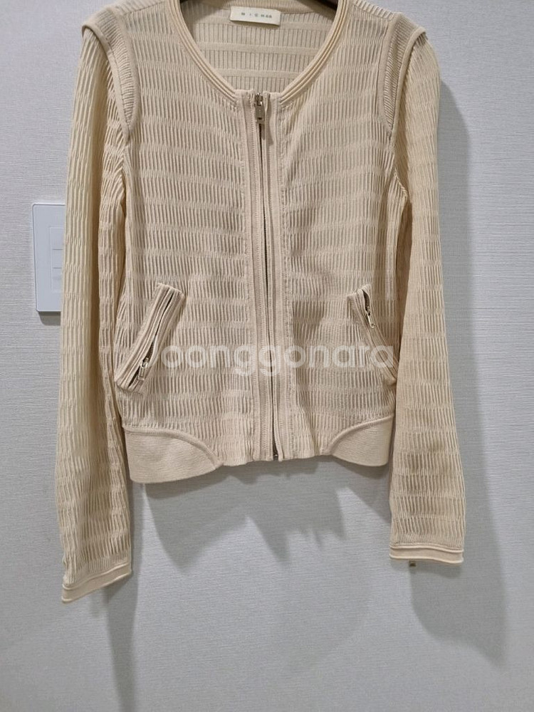 미샤 아이보리 니트 집업 자켓--2