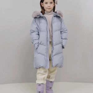 빈 아동 여아 그레이 퀼팅 덕다운 패딩 145