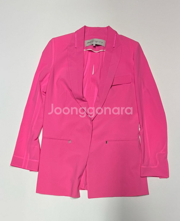 여성 오브제 뒷 트임 핑크 롱 실크 자켓 55 하객룩--0
