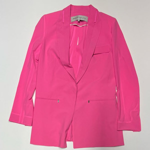 여성 오브제 뒷 트임 핑크 롱 실크 자켓 55 하객룩