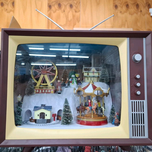 크리스마스 멜로디 티비 장식 45cm(음악만 가능, 부분 불량)