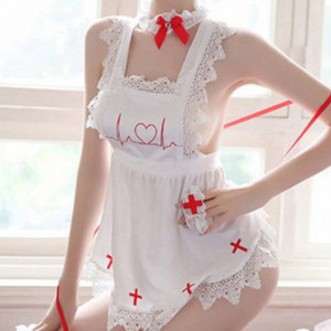 화이트 메이드 코스프레 이벤트 슬립 S~M 4종