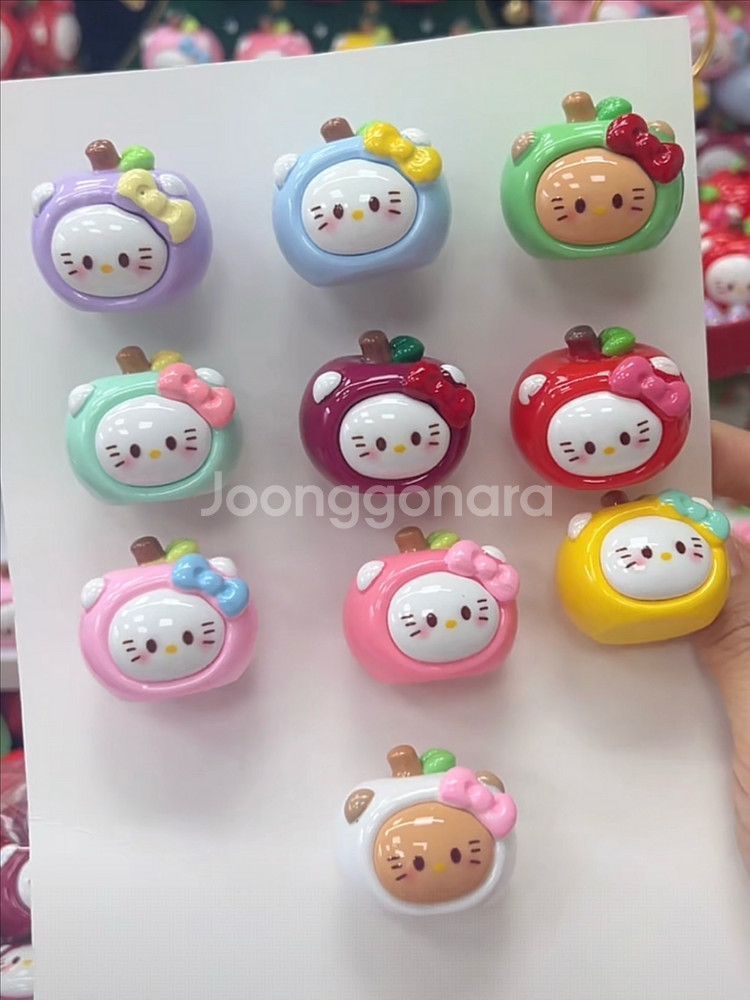 수지 제작 피규어 헬로키티 사과 애플 크리스마스 오브제--0